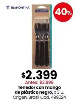 Coto Tramontina - tenedor con mango de plástico negro, x 3 u. cod. 499524 oferta