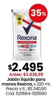 Coto Rexona - jabón líquido antibacterial original oferta