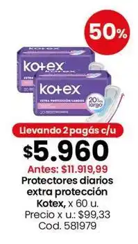 Coto Kotex - protectores diarios extra protecci uevo n oferta