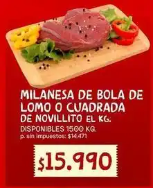 Supermercados Vea Milanesa de bola de lomo o cuadrada de novillito oferta