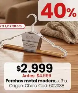 Coto Origen - perchas metal madera, x 3 u. cod. 602038 oferta
