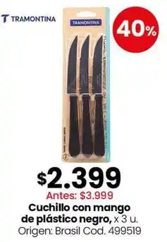 Coto Tramontina - cuchillo con mango de plástico negro, x 3 u oferta