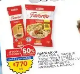 Carrefour Favorita fideos secos oferta