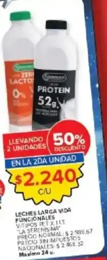 Carrefour La serenisima leches larga vida funcionales oferta
