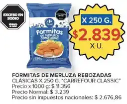 Carrefour Carrefour classic formitas de merluza congeladas oferta
