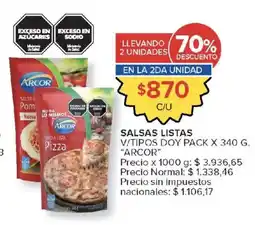 Carrefour Arcor salsas listas oferta