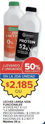 Carrefour Market La serenisima leches larga vida funcionales oferta