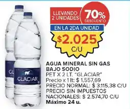 Carrefour Glaciar agua mineral sin gas bajo sodio oferta