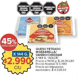 Carrefour Market Adler queso feteado mozzarella/danbo/cheddar oferta