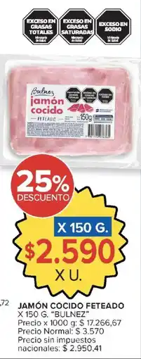 Carrefour Market Bulnez jamón cocido feteado oferta