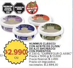 Carrefour Market Carrefour hummus clásico/ con aceite de oliva/ de ajo ahumado/ con pimentón oferta