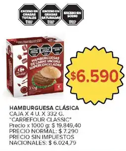 Carrefour Carrefour classic hamburguesa clásica oferta