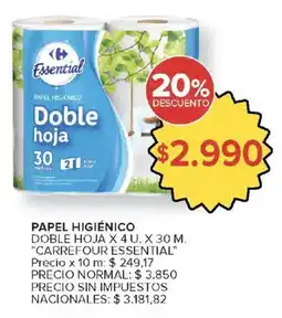 Carrefour Carrefour essential papel higiénico doble hoja oferta