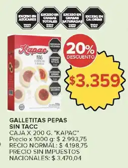 Carrefour Kapac galletitas pepas sin tacc oferta