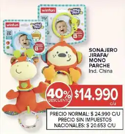 Carrefour Winfun sonajero jirafa/mono parche oferta