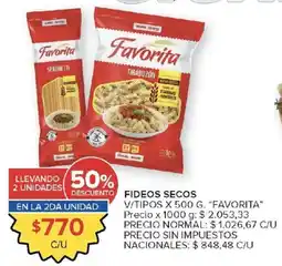 Carrefour Favorita fideos secos oferta