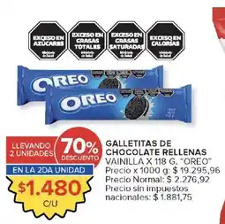 Carrefour Oreo galletitas de chocolate rellenas vainilla oferta