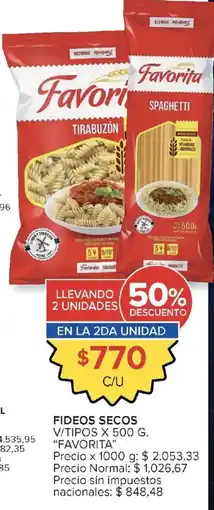 Carrefour Favorita fideos secos oferta