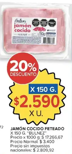 Carrefour Bulnez jamón cocido feteado oferta
