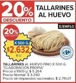 Carrefour Tallarines al huevo fino oferta