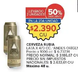 Carrefour Andes origen cerveza rubia oferta