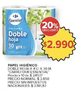 Carrefour Carrefour essential papel higiénico doble hoja oferta
