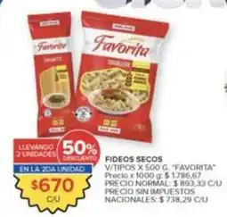 Carrefour Market Favorita - fideos secos v/tipos oferta