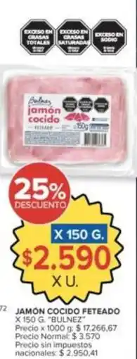 Carrefour Market Cindor - jamón cocido feteado oferta