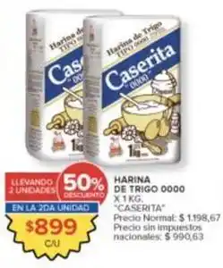 Carrefour Market Caserita - harina de trigo 0000 oferta