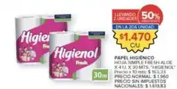 Carrefour Market Higienol - papel higi enico hoja simple fresh aloe oferta
