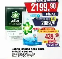Maxiconsumo Ariel - jabon liquido ropa d-pack oferta