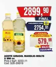 Maxiconsumo Molto - aceite girasol x 900 cc oferta
