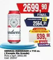 Maxiconsumo Budweiser - cerveza x 710 cc. (excepto rio grande) cod: 20247 oferta