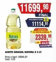 Maxiconsumo Natura - aceite girasol x 3 lt oferta