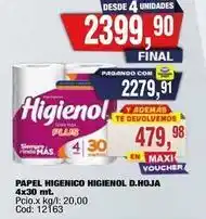 Maxiconsumo Higienol - papel higienico d.hoja 4x30 mt oferta