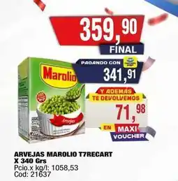 Maxiconsumo Marolio - arvejas t7recart x 340 grs oferta
