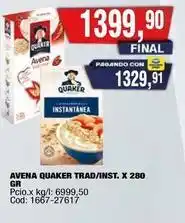 Maxiconsumo Quaker - avena trad/inst. x 280 gr oferta