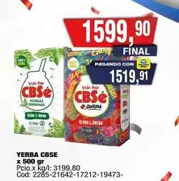 Maxiconsumo Cbse - yerba oferta