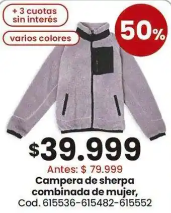 Campera de sherpa combinada de mujer