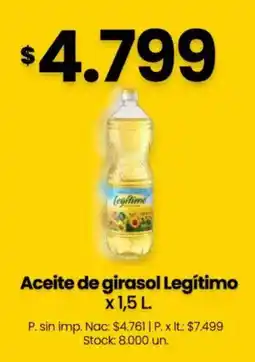Changomas Legítimo aceite de girasol oferta