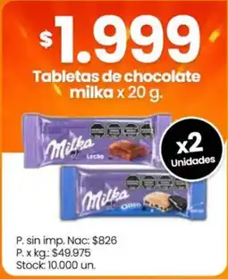 Changomas Milka tabletas de chocolate oferta