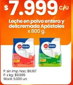 Changomas Apostoles leche en polvo entera y descremada oferta