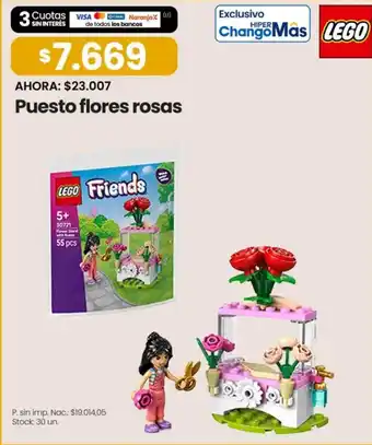 Lego puesto flores rosas