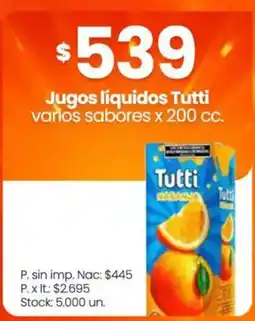 Changomas Tutti jugos líquidos varios sabores oferta
