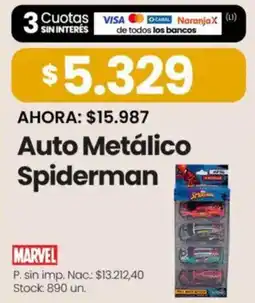 Changomas Marvel auto metálico spiderman oferta