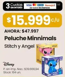 Changomas Disney peluche minimals stitch y angel oferta