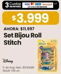 Changomas Disney set bijou roll stitch oferta