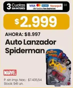 Changomas Marvel auto lanzador spiderman oferta