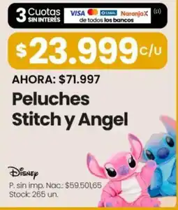 Changomas Disney peluches stitch y angel oferta