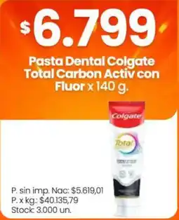 Changomas Colgate pasta dental total carbon activ con fluor oferta